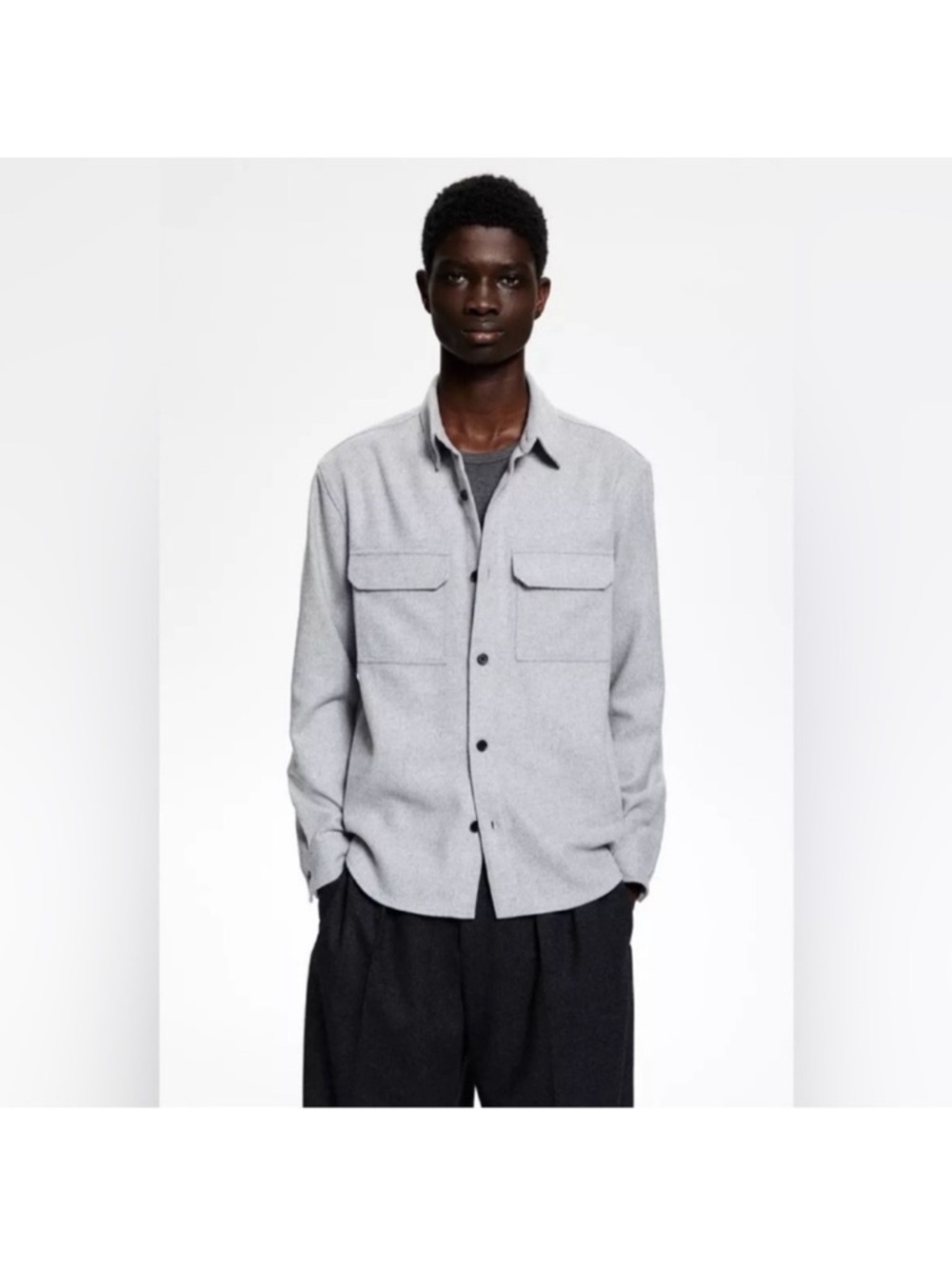 H&M Men’s Gray Overshirt/Shacket/Shirt/Jacket Sz L Classic Preppy Casual